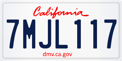 CA license plate 7MJL117