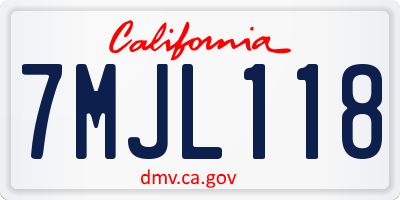 CA license plate 7MJL118