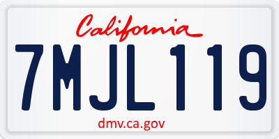 CA license plate 7MJL119