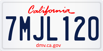 CA license plate 7MJL120