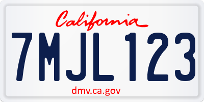 CA license plate 7MJL123