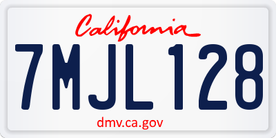 CA license plate 7MJL128