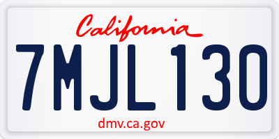 CA license plate 7MJL130