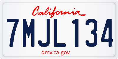 CA license plate 7MJL134