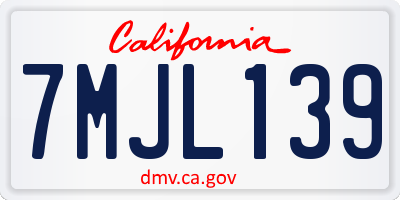 CA license plate 7MJL139