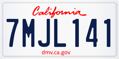 CA license plate 7MJL141