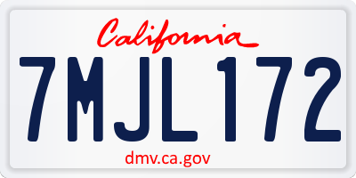 CA license plate 7MJL172