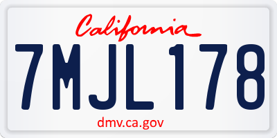 CA license plate 7MJL178