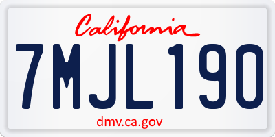 CA license plate 7MJL190