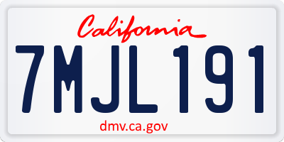 CA license plate 7MJL191