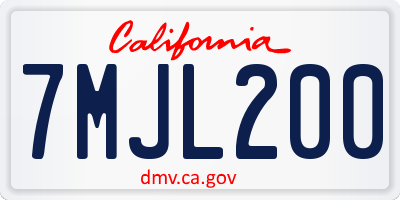 CA license plate 7MJL200