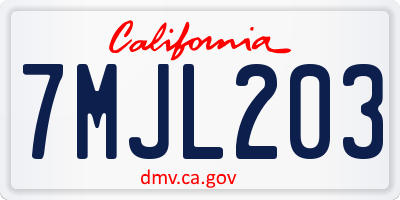 CA license plate 7MJL203