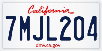 CA license plate 7MJL204