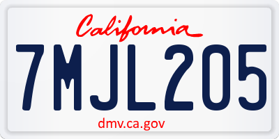 CA license plate 7MJL205