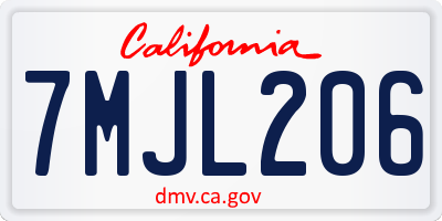 CA license plate 7MJL206