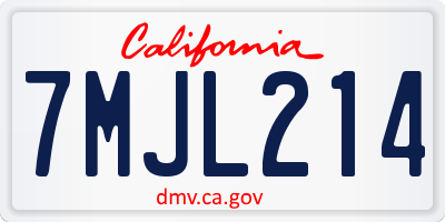 CA license plate 7MJL214