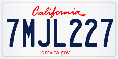 CA license plate 7MJL227