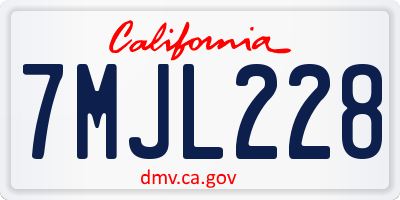 CA license plate 7MJL228