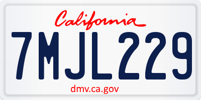 CA license plate 7MJL229