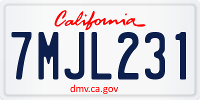 CA license plate 7MJL231