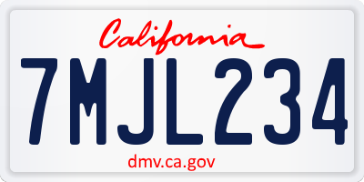 CA license plate 7MJL234