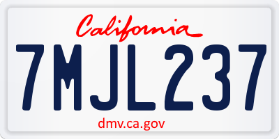 CA license plate 7MJL237