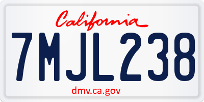 CA license plate 7MJL238