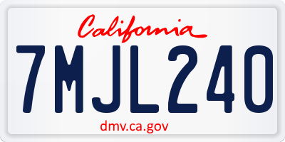 CA license plate 7MJL240