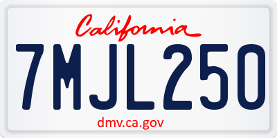 CA license plate 7MJL250