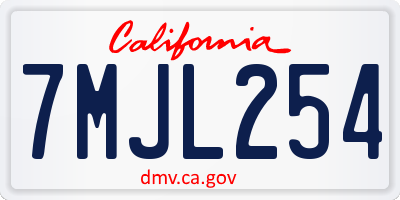 CA license plate 7MJL254