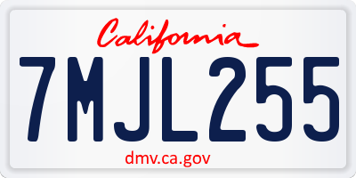 CA license plate 7MJL255