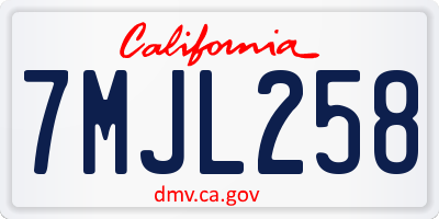 CA license plate 7MJL258