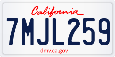 CA license plate 7MJL259