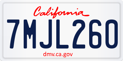 CA license plate 7MJL260