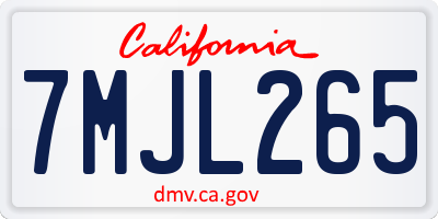 CA license plate 7MJL265