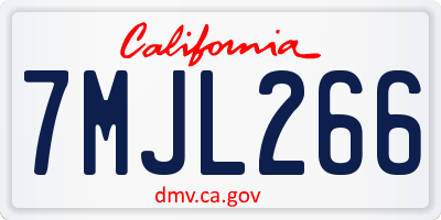 CA license plate 7MJL266