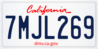 CA license plate 7MJL269