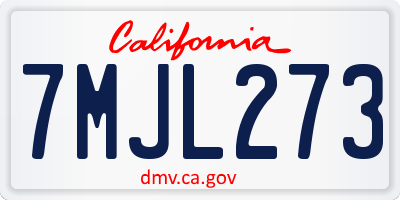 CA license plate 7MJL273