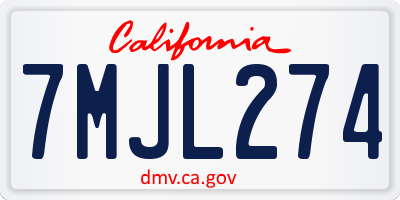 CA license plate 7MJL274