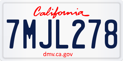 CA license plate 7MJL278