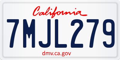 CA license plate 7MJL279