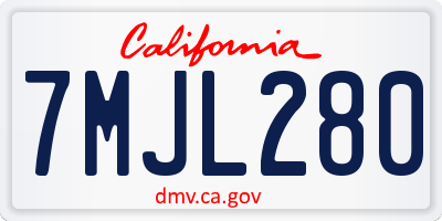 CA license plate 7MJL280