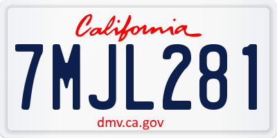 CA license plate 7MJL281