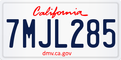 CA license plate 7MJL285