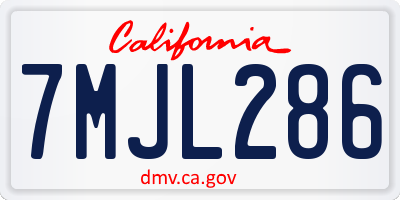 CA license plate 7MJL286