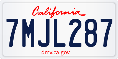 CA license plate 7MJL287