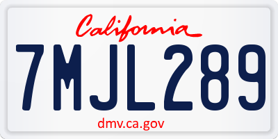 CA license plate 7MJL289