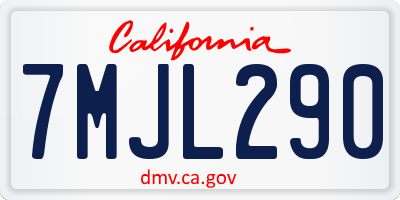 CA license plate 7MJL290