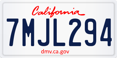 CA license plate 7MJL294