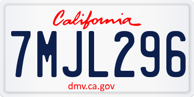 CA license plate 7MJL296